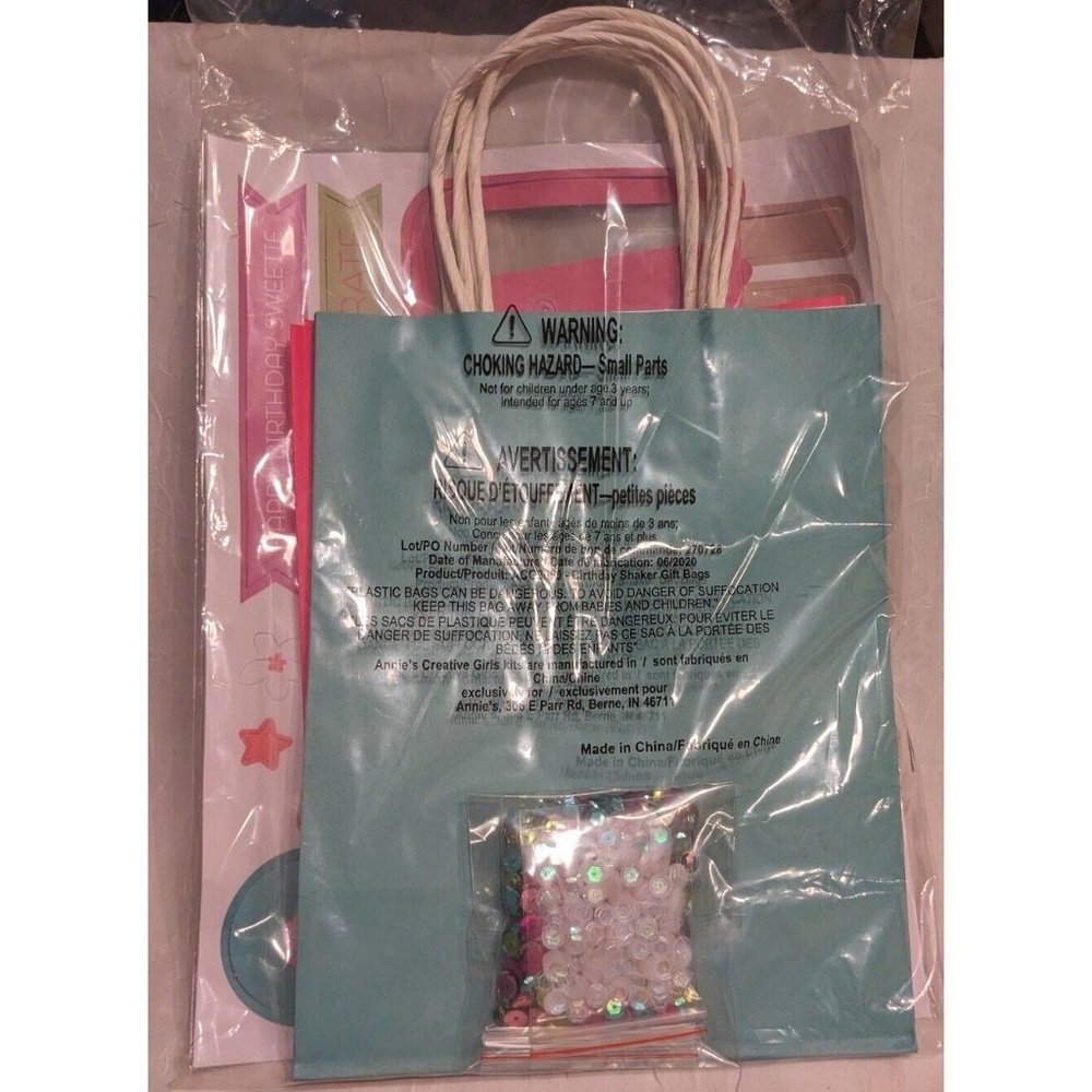 NIP Birthday Shaker Gift Bags Craft Kit Annies Creative Girls Club Food ACG3050 - Picture 2 of 8